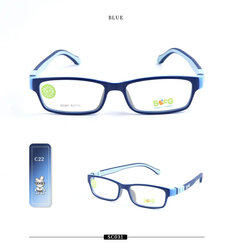 SECG Square Detachable Optiacal kids Frame Spectacle Childrne Frames Myopia Hyperopia Oculos Prescription Glasses No Screw