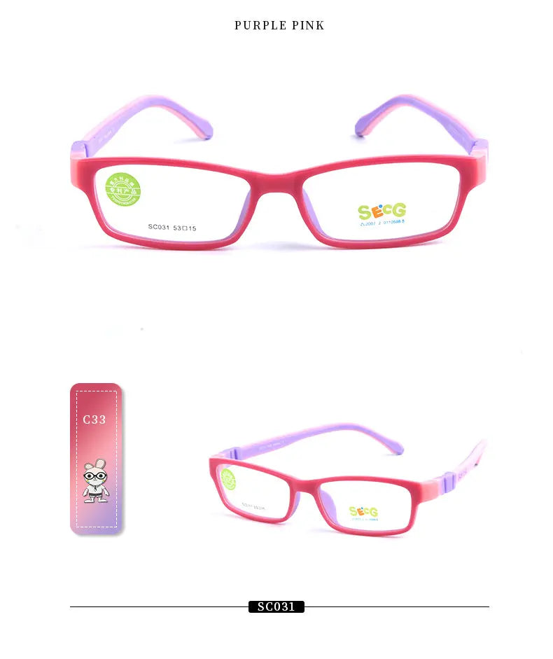 SECG Square Detachable Optiacal kids Frame Spectacle Childrne Frames Myopia Hyperopia Oculos Prescription Glasses No Screw