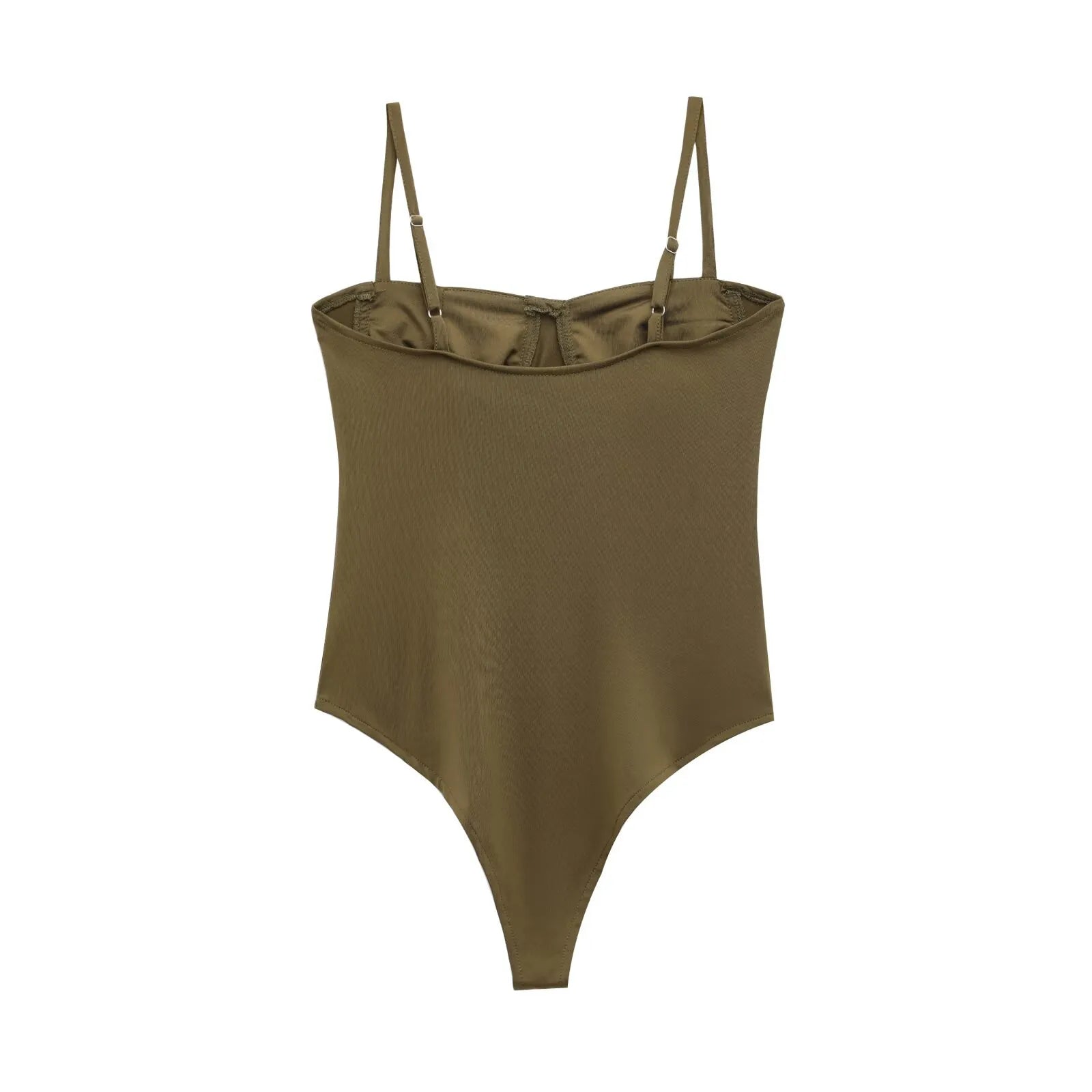 SHENZHU Women's 2025 Spring and Summer New Sexy Versatile Silk Satin Textured Underwear Style Suspenders Onesie 1355001