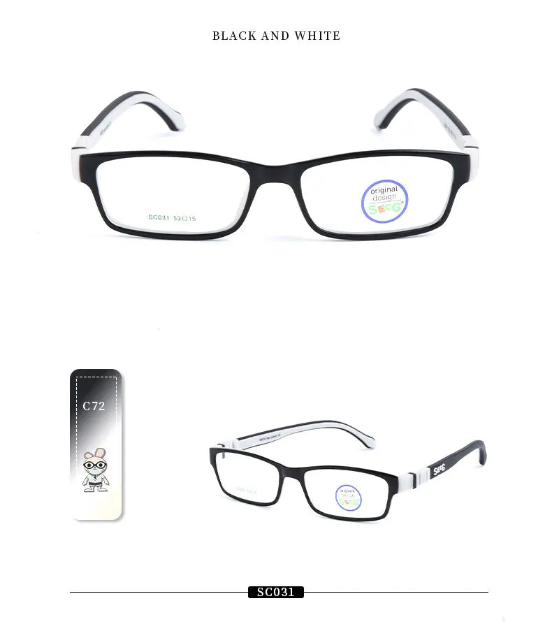 SECG Square Detachable Optiacal kids Frame Spectacle Childrne Frames Myopia Hyperopia Oculos Prescription Glasses No Screw