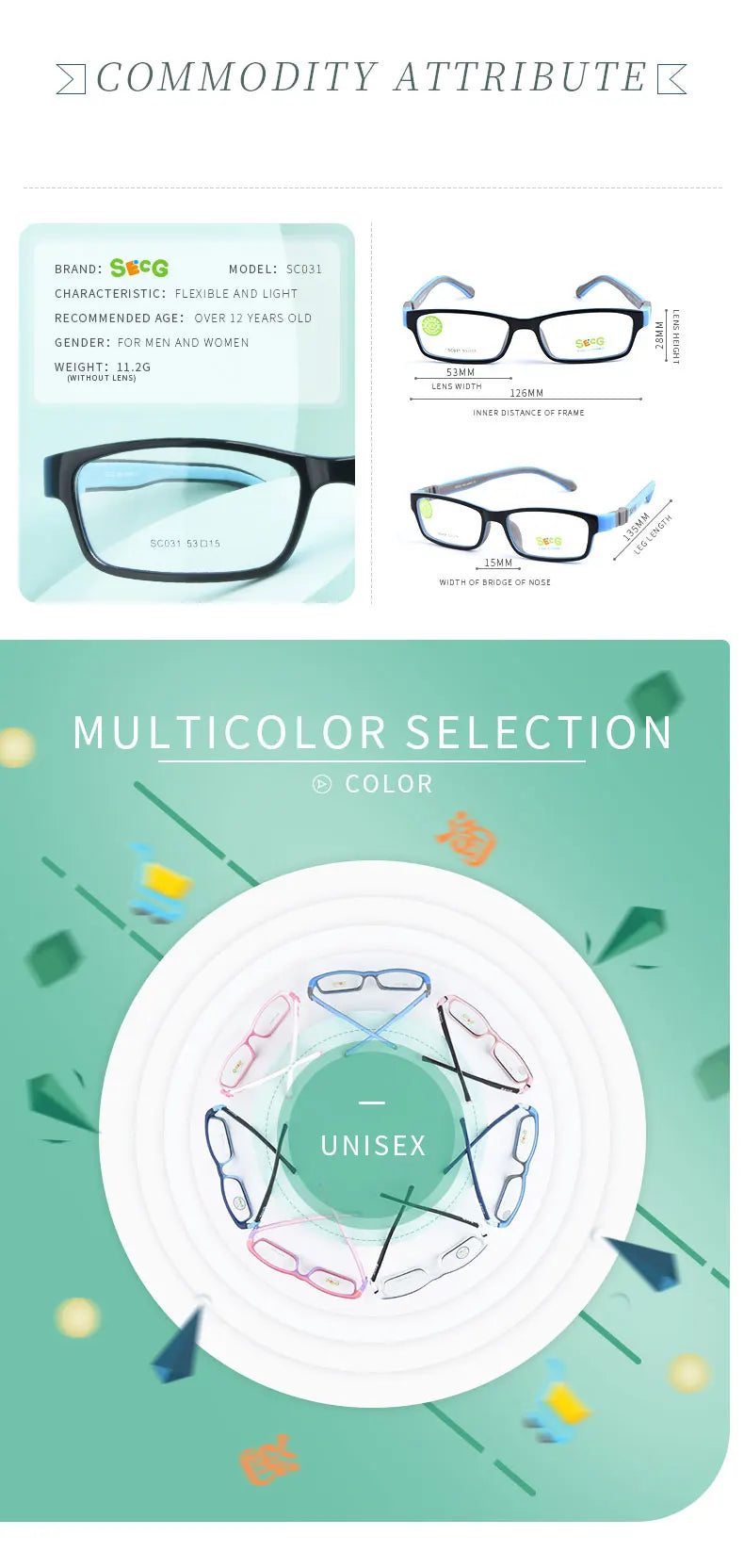 SECG Square Detachable Optiacal kids Frame Spectacle Childrne Frames Myopia Hyperopia Oculos Prescription Glasses No Screw