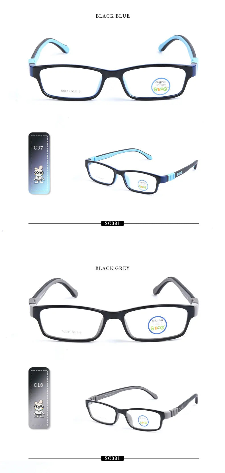 SECG Square Detachable Optiacal kids Frame Spectacle Childrne Frames Myopia Hyperopia Oculos Prescription Glasses No Screw