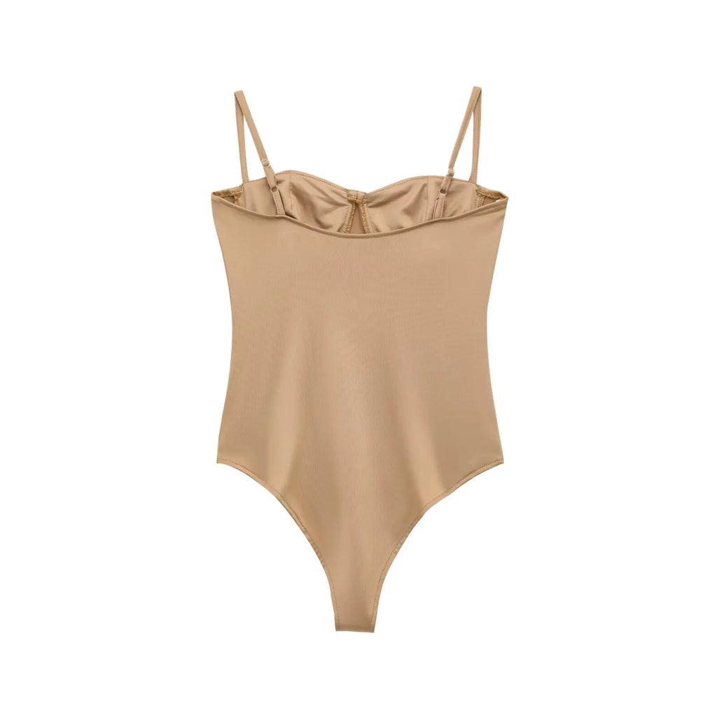 KAR&OT ZA 2025 Spring New Women's Adjustable Sling with Heart-Shaped Collar Lingerie Bodysuit 1355001