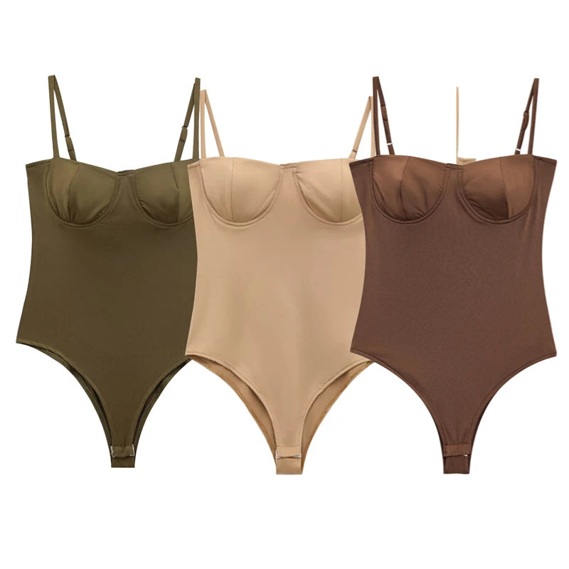 TAOP&ZA 2025 Women's Summer New Fashion All-match Slim Satin Texture Suspenders Underwear Jumpsuit 1355001