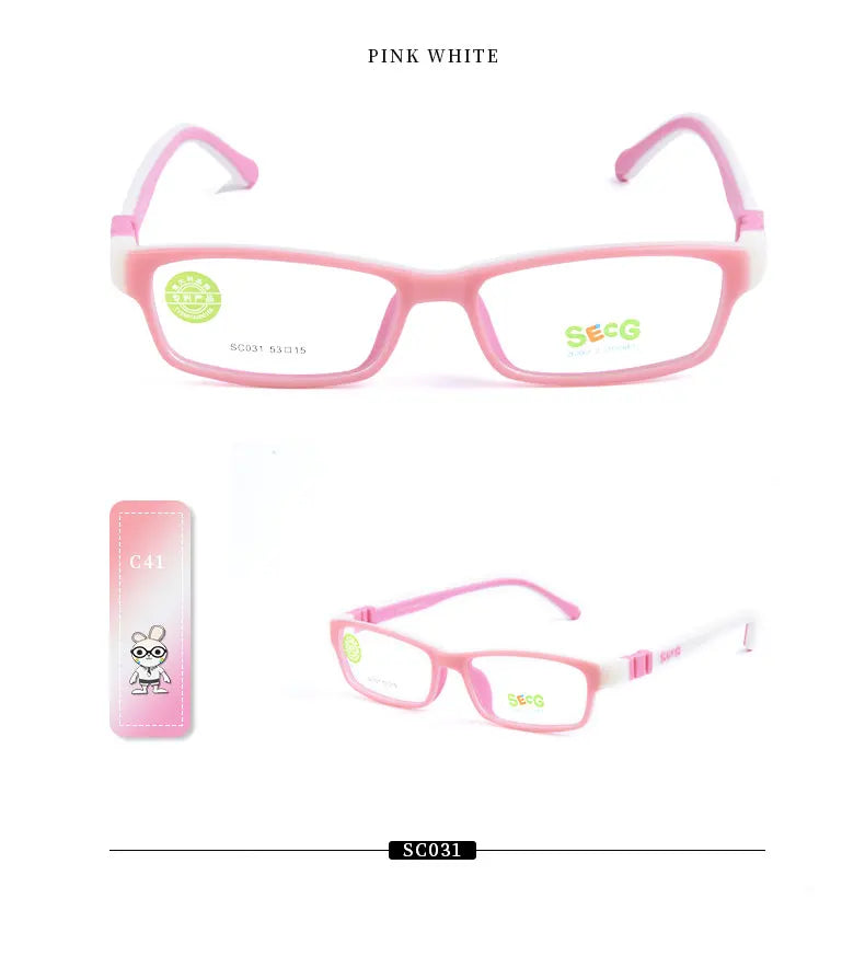 SECG Square Detachable Optiacal kids Frame Spectacle Childrne Frames Myopia Hyperopia Oculos Prescription Glasses No Screw