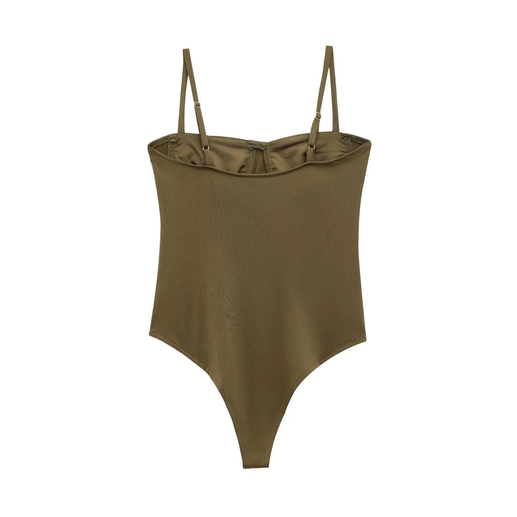 MYST&ZA Women's 2025 Spring and Summer New Sexy Versatile Silk Satin Textured Underwear Style Suspenders Onesie 1355001