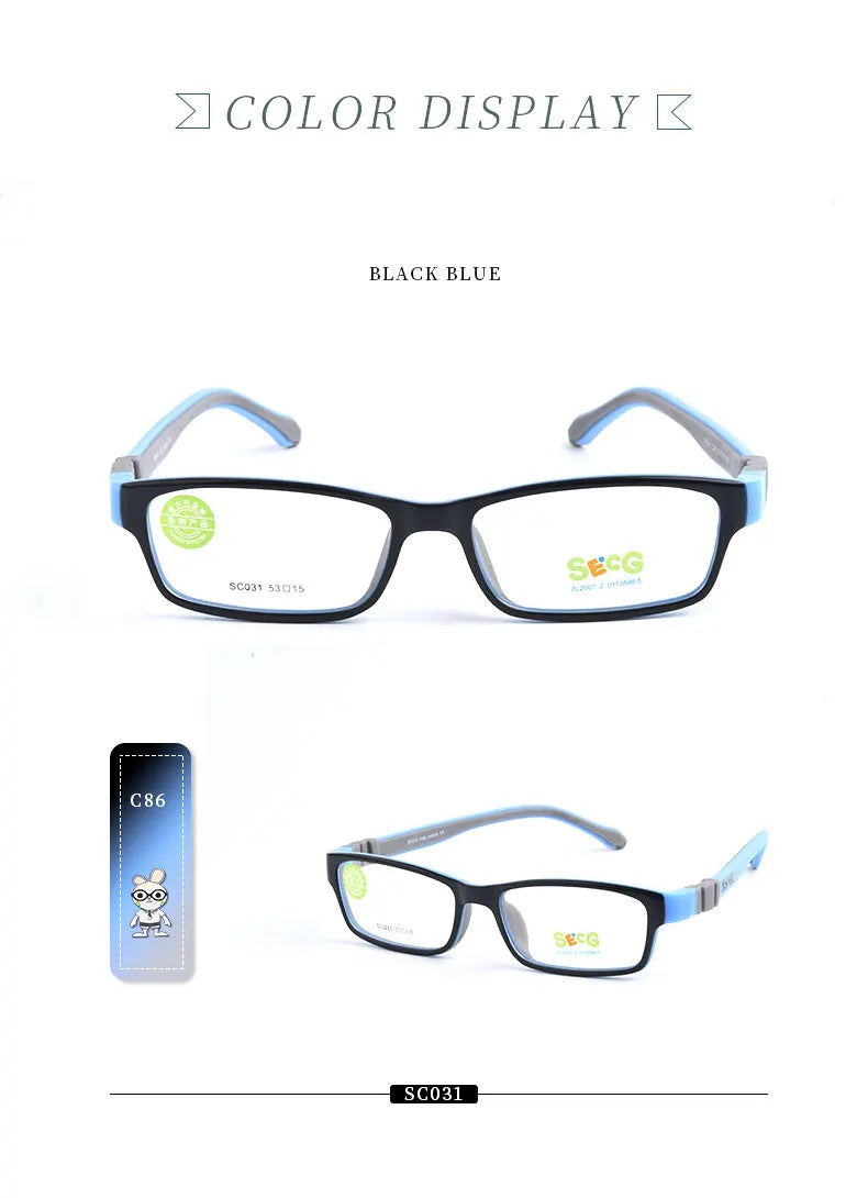 SECG Square Detachable Optiacal kids Frame Spectacle Childrne Frames Myopia Hyperopia Oculos Prescription Glasses No Screw