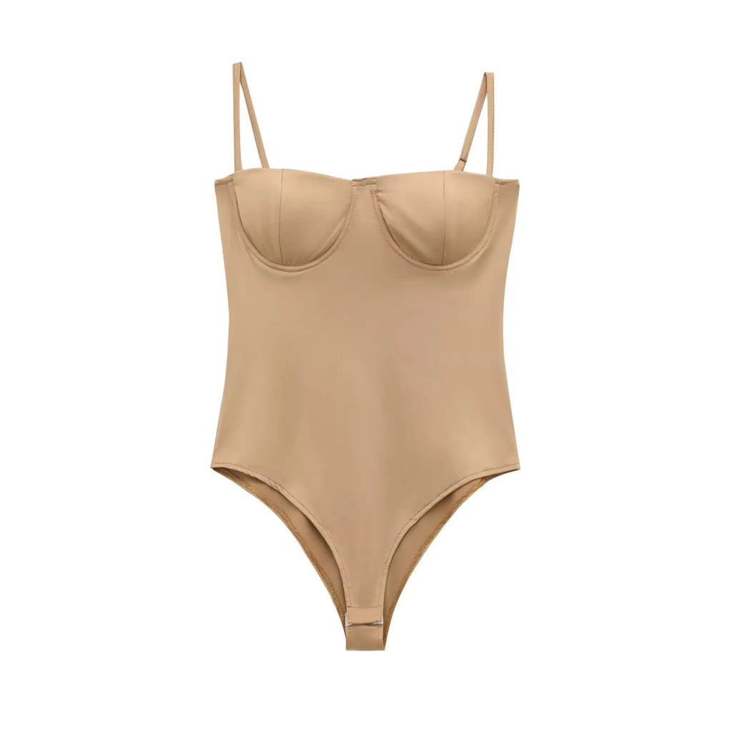 KAR&OT ZA 2025 Spring New Women's Adjustable Sling with Heart-Shaped Collar Lingerie Bodysuit 1355001