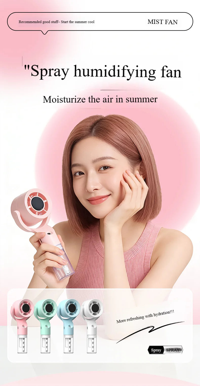 2026 Portable Handheld Spray Fan,Water Spray Mist Fan,Student Dormitory Mini Fan,Summer Supplies, Cooling Tools Outdoor Fan