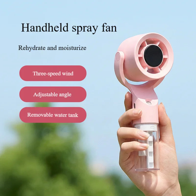 2026 Portable Handheld Spray Fan,Water Spray Mist Fan,Student Dormitory Mini Fan,Summer Supplies, Cooling Tools Outdoor Fan