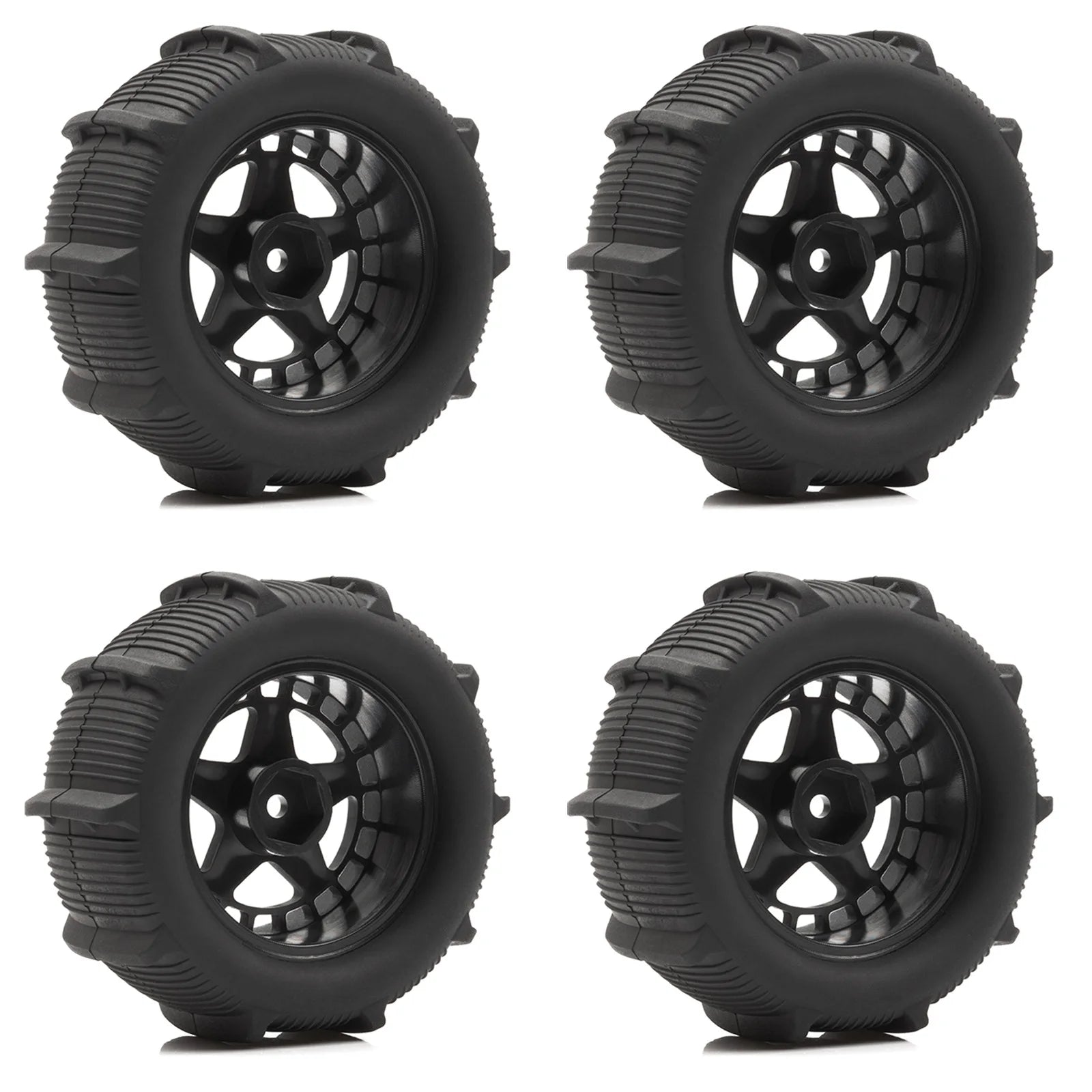RCXAZ RC 80MM Rubber Tires 1/10 1/12 1/14 1/16 Paddle Tire Off-Road Sand Snow Tires with Wheels for RC Car Truck Buggy Parts