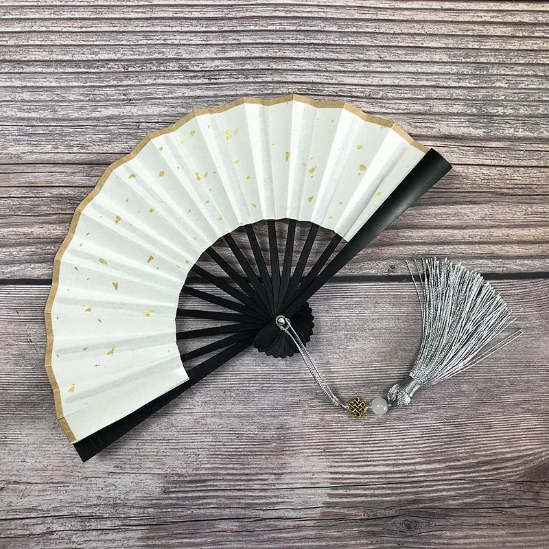 4-6 Inch Mini Fan Colorful Dark Green Gilded Rice Paper Folding Fan Calligraphy And Painting Children'S Hanfu Fan Portable Fan