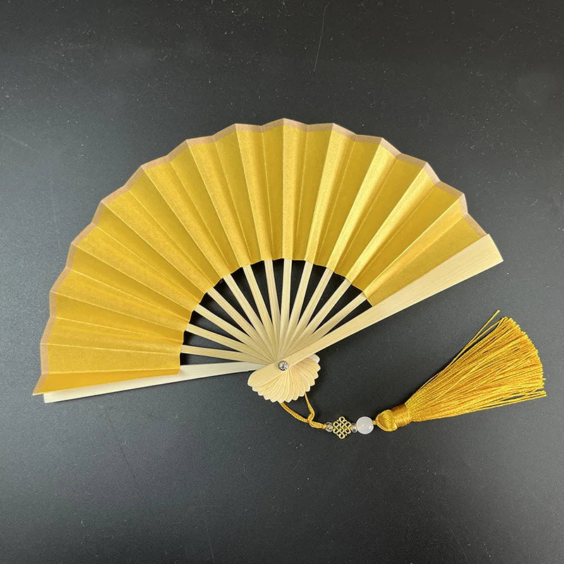 4-6 Inch Mini Fan Colorful Dark Green Gilded Rice Paper Folding Fan Calligraphy And Painting Children'S Hanfu Fan Portable Fan