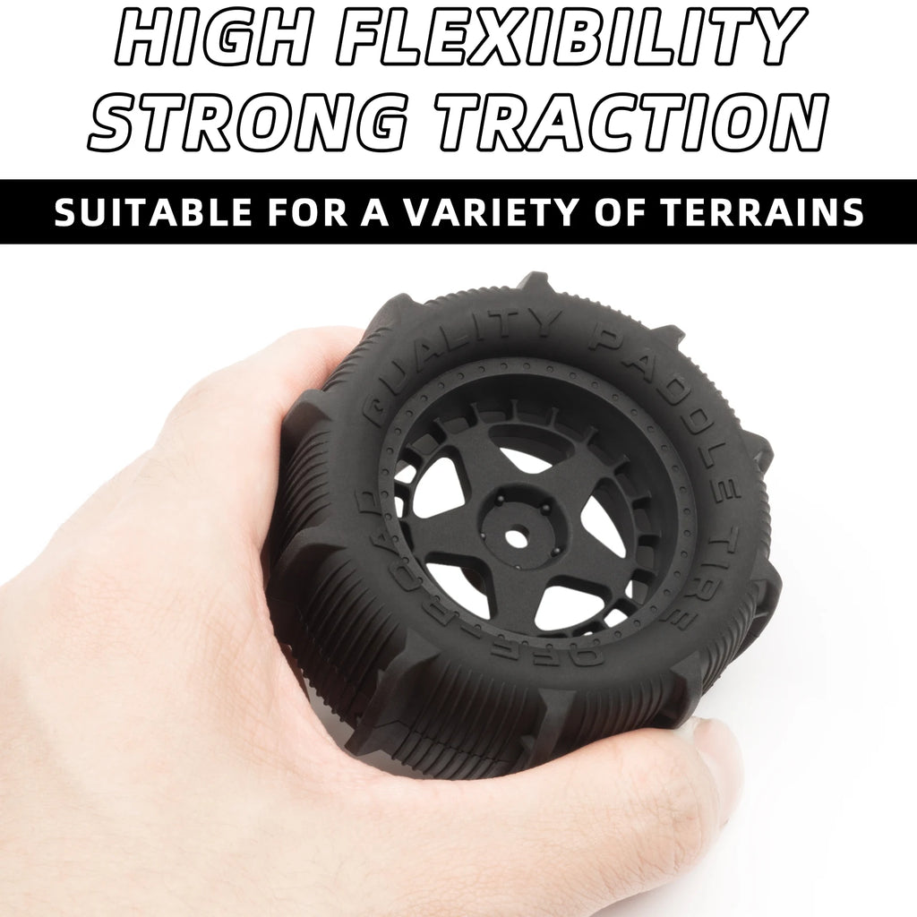 RCXAZ RC 80MM Rubber Tires 1/10 1/12 1/14 1/16 Paddle Tire Off-Road Sand Snow Tires with Wheels for RC Car Truck Buggy Parts
