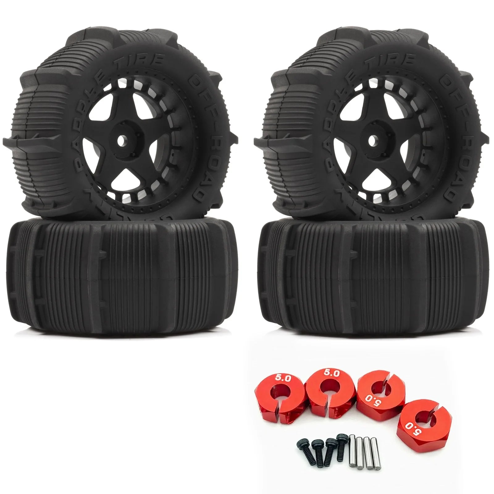 RCXAZ RC 80MM Rubber Tires 1/10 1/12 1/14 1/16 Paddle Tire Off-Road Sand Snow Tires with Wheels for RC Car Truck Buggy Parts