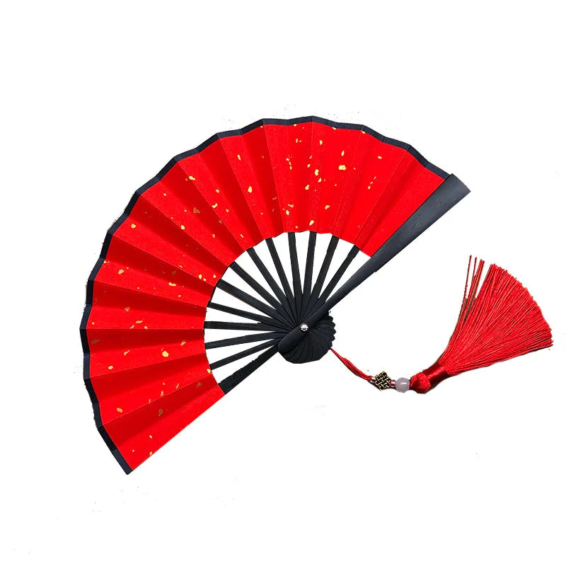 4-6 Inch Mini Fan Colorful Dark Green Gilded Rice Paper Folding Fan Calligraphy And Painting Children'S Hanfu Fan Portable Fan