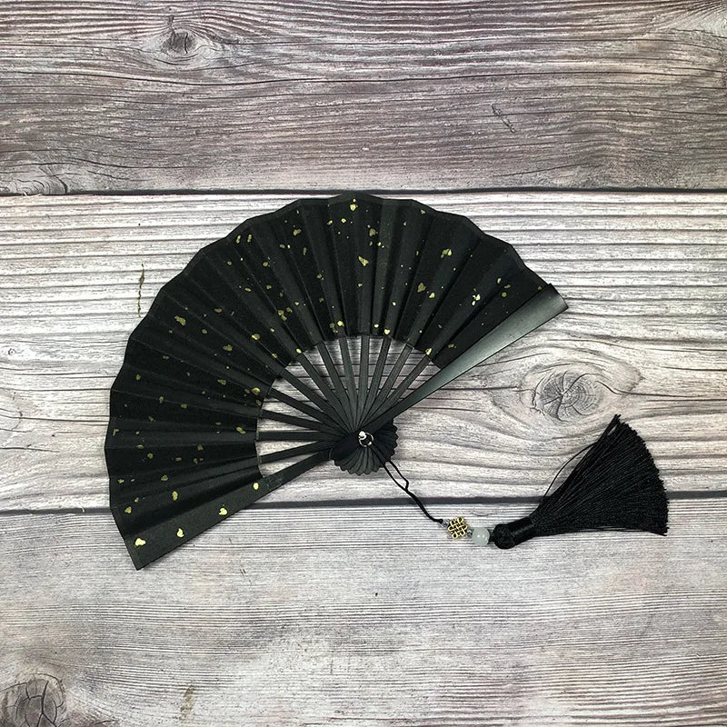 4-6 Inch Mini Fan Colorful Dark Green Gilded Rice Paper Folding Fan Calligraphy And Painting Children'S Hanfu Fan Portable Fan
