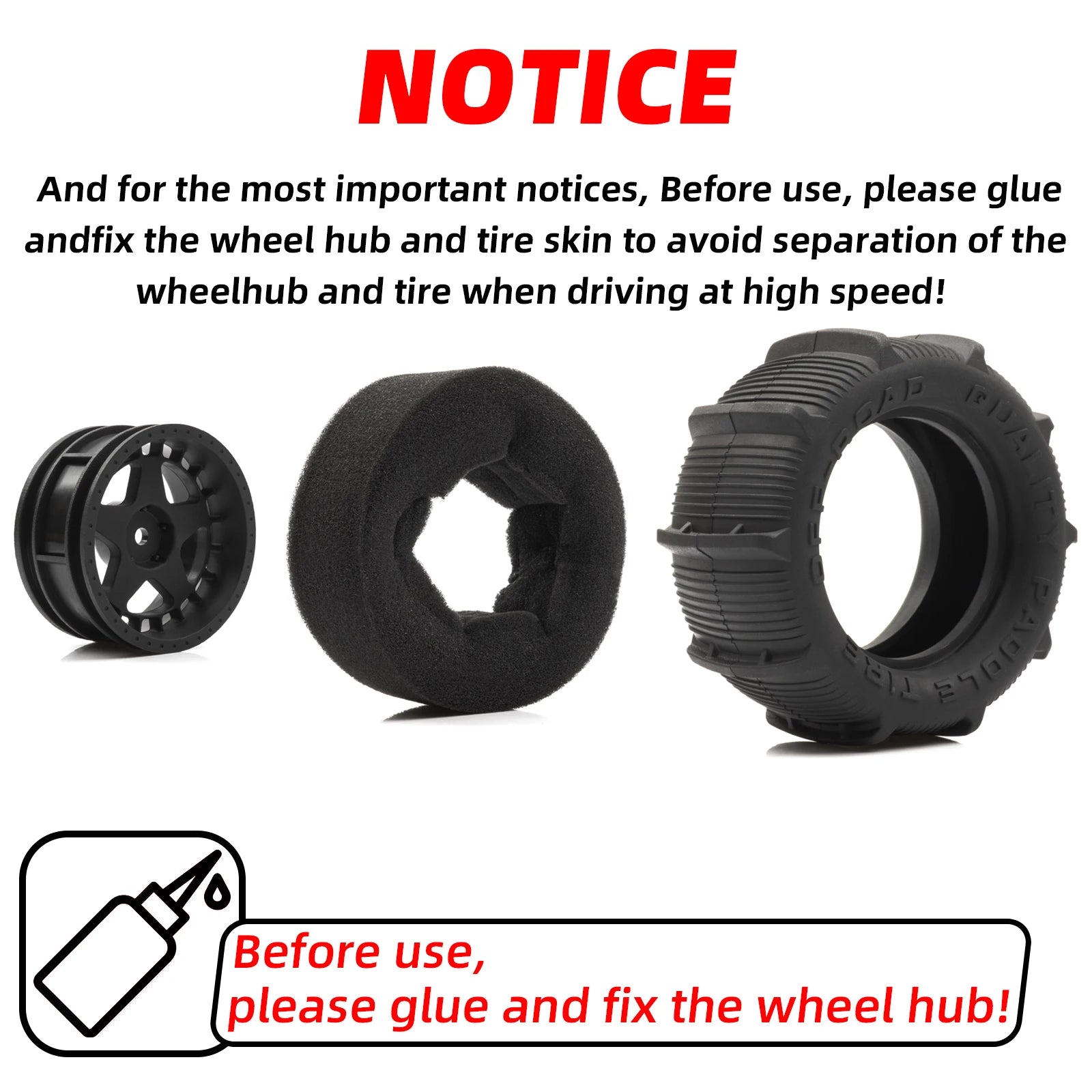 RCXAZ RC 80MM Rubber Tires 1/10 1/12 1/14 1/16 Paddle Tire Off-Road Sand Snow Tires with Wheels for RC Car Truck Buggy Parts
