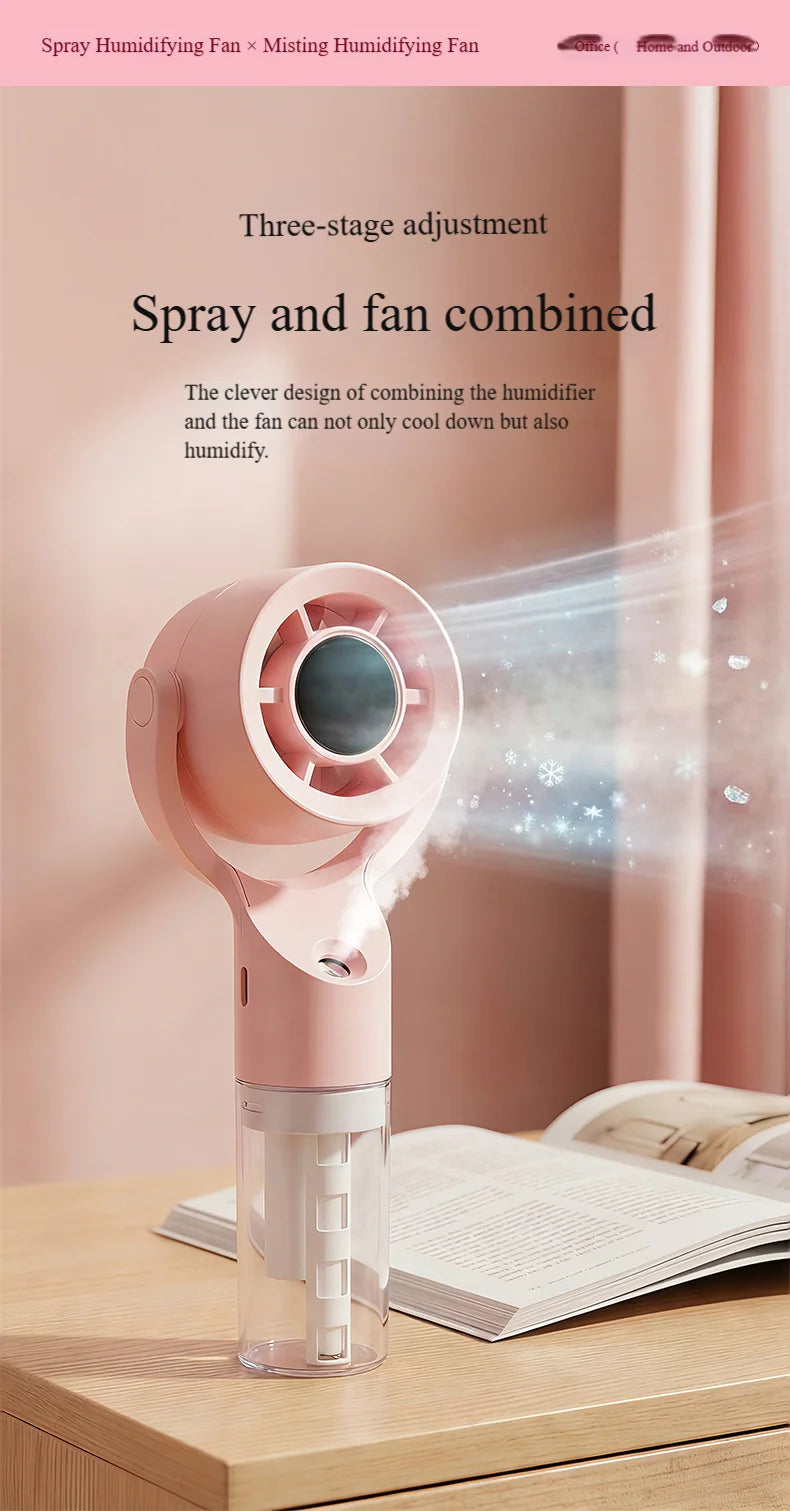 2026 Portable Handheld Spray Fan,Water Spray Mist Fan,Student Dormitory Mini Fan,Summer Supplies, Cooling Tools Outdoor Fan