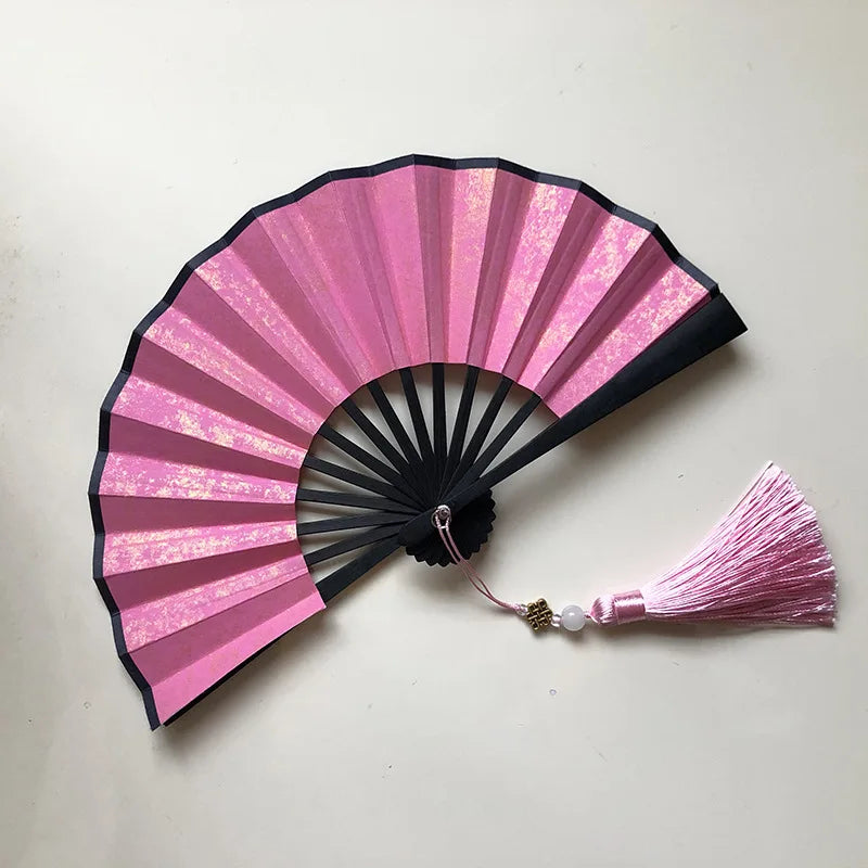 4-6 Inch Mini Fan Colorful Dark Green Gilded Rice Paper Folding Fan Calligraphy And Painting Children'S Hanfu Fan Portable Fan