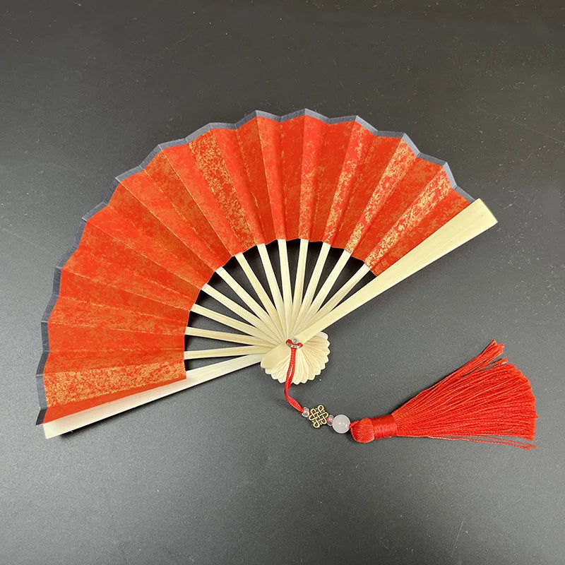 4-6 Inch Mini Fan Colorful Dark Green Gilded Rice Paper Folding Fan Calligraphy And Painting Children'S Hanfu Fan Portable Fan