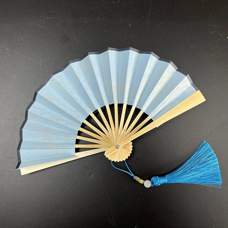 4-6 Inch Mini Fan Colorful Dark Green Gilded Rice Paper Folding Fan Calligraphy And Painting Children'S Hanfu Fan Portable Fan
