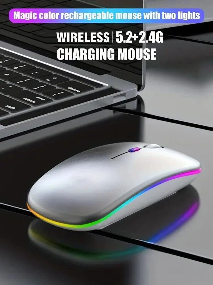 Wireless Bluetooth Mouse 2.4GHz Dual Modes RGB Rechargeable Mice RGB Ergonomic Silent Click Mouse For PC iPad Laptop PC Computer