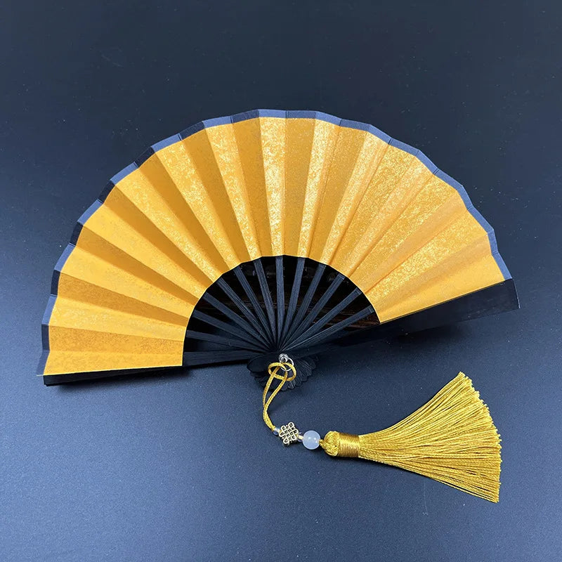 4-6 Inch Mini Fan Colorful Dark Green Gilded Rice Paper Folding Fan Calligraphy And Painting Children'S Hanfu Fan Portable Fan